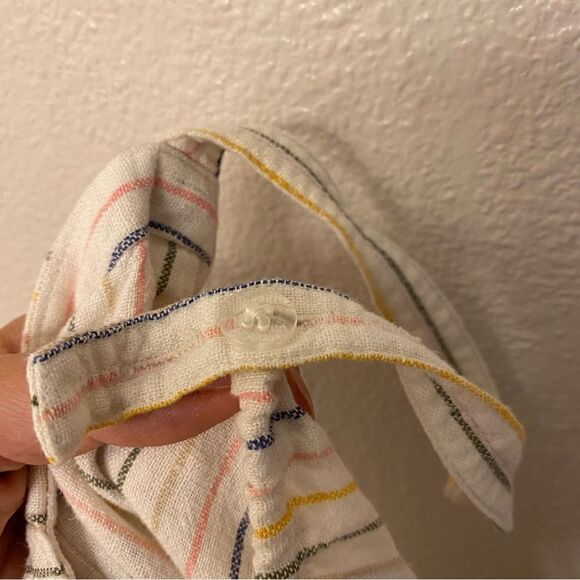 Old Navy linen Tie-Front striped Utility Romper jumpsuit shorts beach L 10/12 - Picture 11 of 13